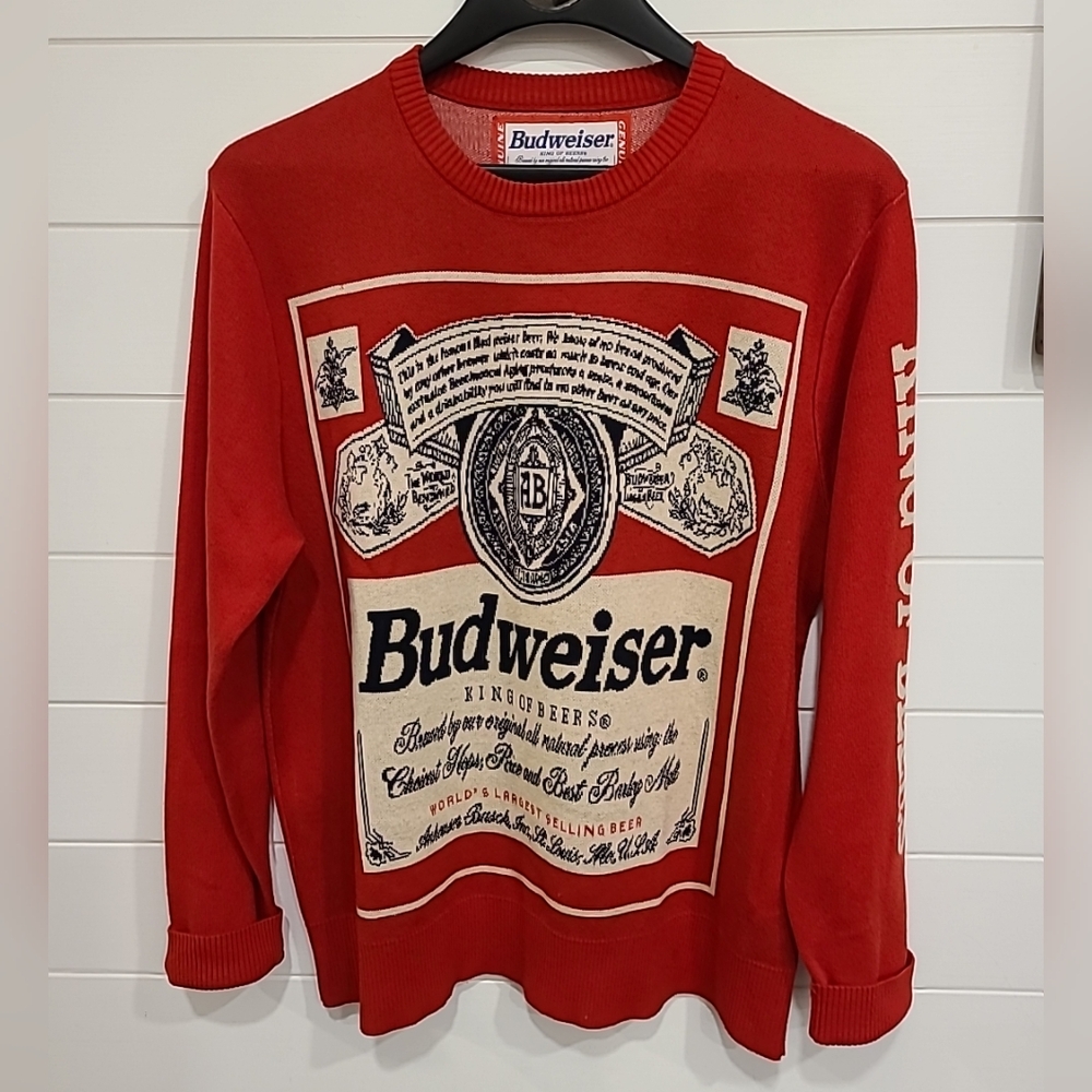 Budweiser King of Beers Knit Crewneck Sweater Men's Extra Large XL Vintage